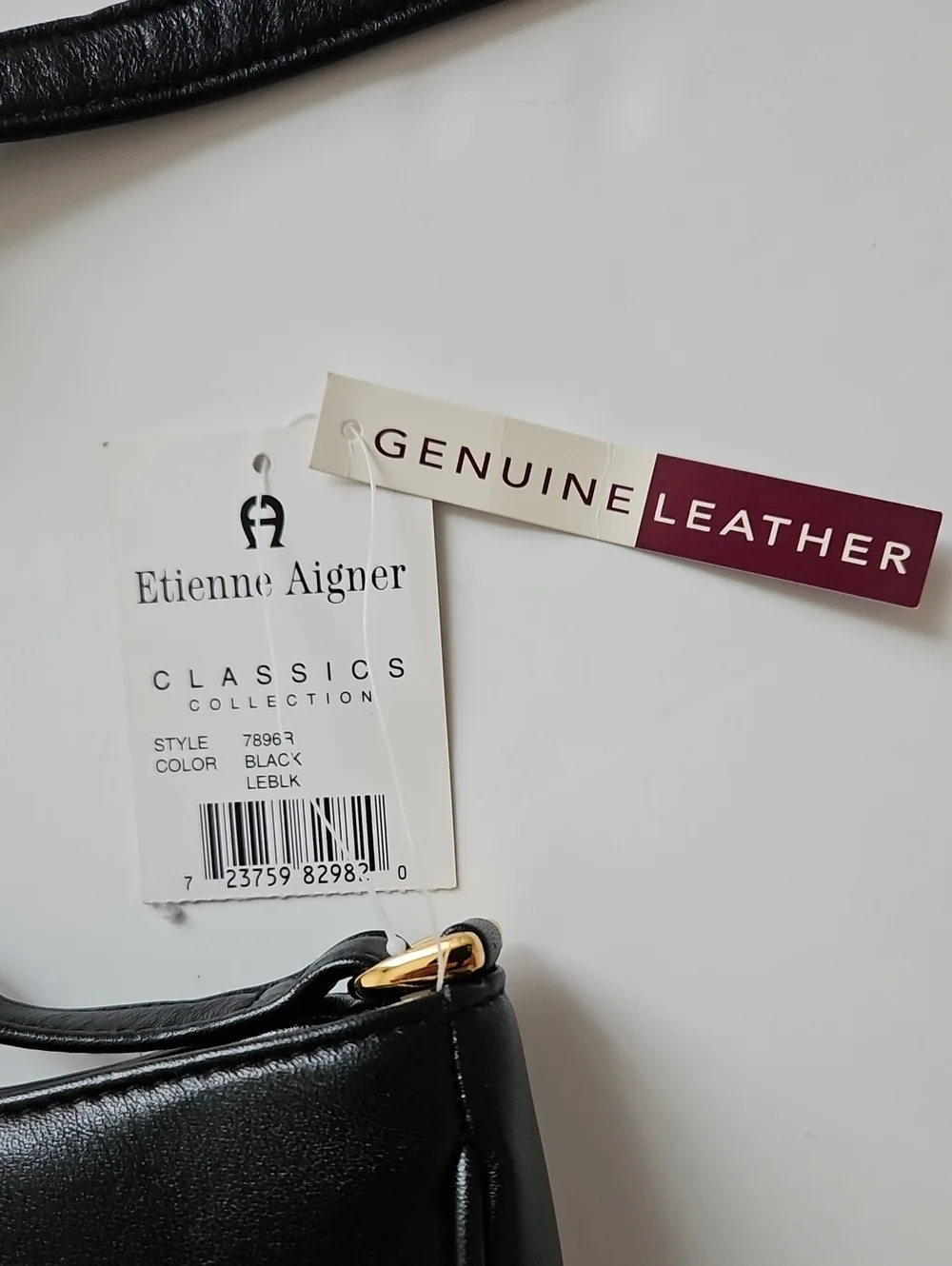 Etienne Aigner NWT Black Leather Shoulder Bag Goldtone Hardware - Picture 2 of 11